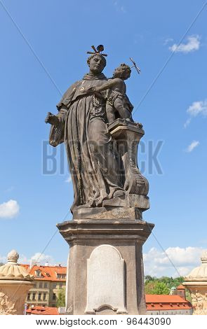Statue Of St. Anthony Of Padua On Charles Bridge In Prague