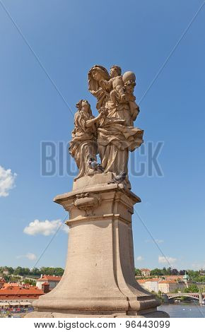 Statue Of St. Anne (mother Of The Virgin Mary) On Charles Bridge In Prague