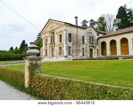 The Maser villa with a sundial on the wing