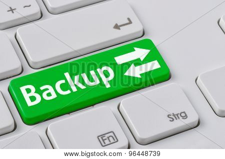 A Keyboard With A Green Button - Backup