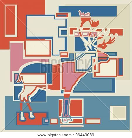 Colorful eps8 editable vector design of a reindeer or caribou