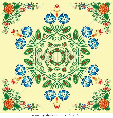 seamless pattern with floral ornament with elements of berries and leaves