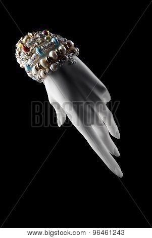 Model white hand with bracelets
