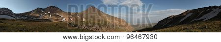Volcanic crater of Mount Aragats (4,090 m) in Aragatsotn province, Armenia. Mount Aragats is the highest point in Armenia.