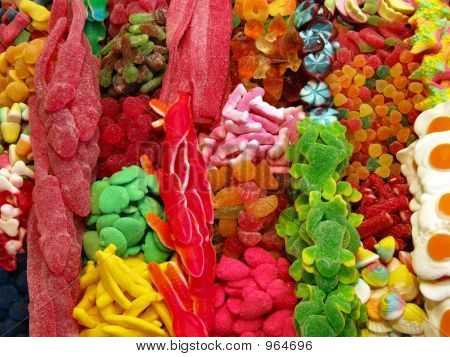 Farverige slik i en Snack Stall