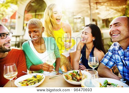 Diverse People Luncheon Outdoors Food Concept