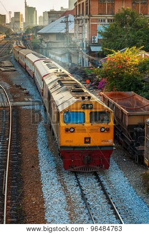 Old Diesel Locomotives and Trains in Bangkok Thailand