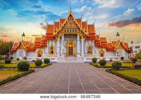 The Marble Temple - Wat Benchamabopit Dusitvanaram in Bangkok Thailand