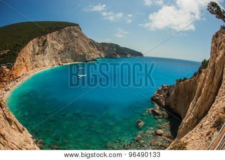Scenic And Unique Beach Porto Kaziki At Levkada Island, Greece