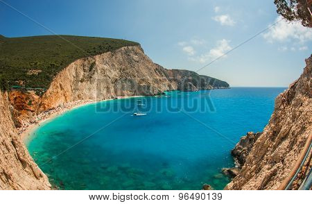 Scenic And Unique Beach Porto Kaziki At Levkada Island, Greece