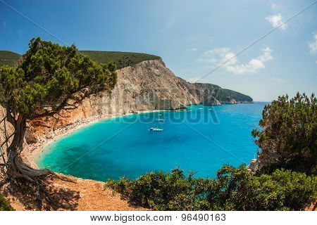 Scenic And Unique Beach Porto Kaziki At Levkada Island, Greece