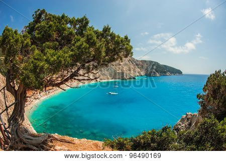 Scenic And Unique Beach Porto Kaziki At Levkada Island, Greece