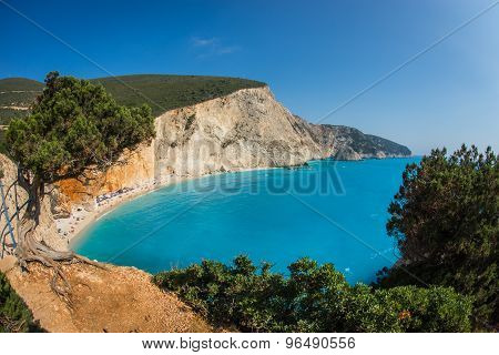 Scenic And Unique Beach Porto Kaziki At Levkada Island, Greece