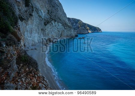 Scenic And Unique Beach Porto Kaziki At Levkada Island, Greece