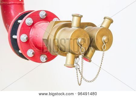 Soft Focus Water Valves For Fire Protection On White Wall