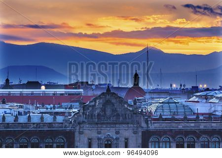 President's Palace Sunrise Zocalo Mexico City