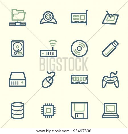 Computer components web icons set