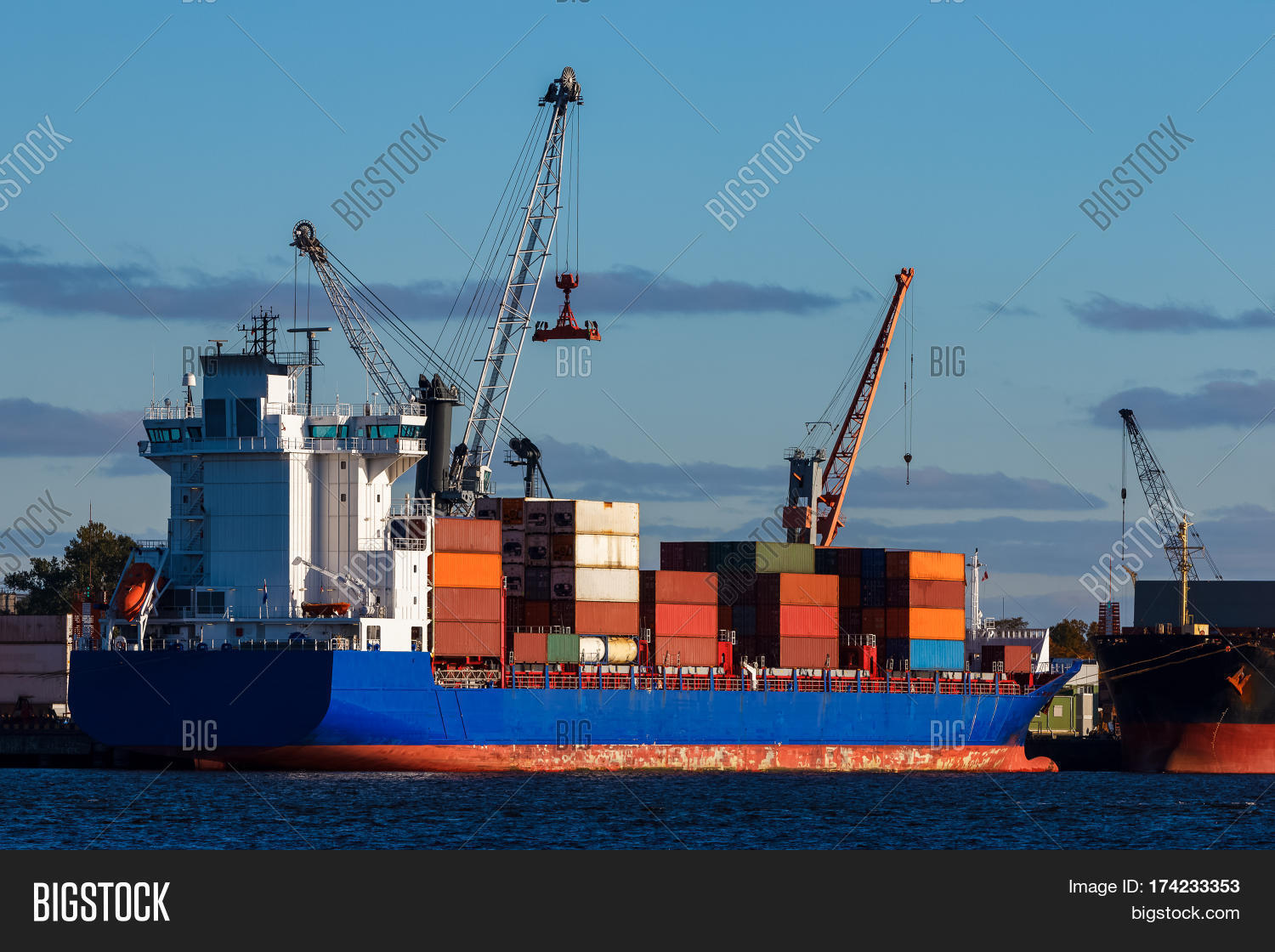 Blue Container Ship Image & Photo (Free Trial) | Bigstock