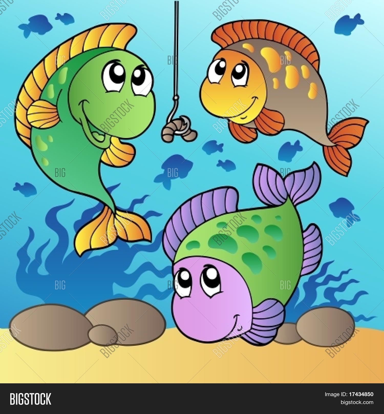 Three Fishes Fishing Vector & Photo (Free Trial) | Bigstock