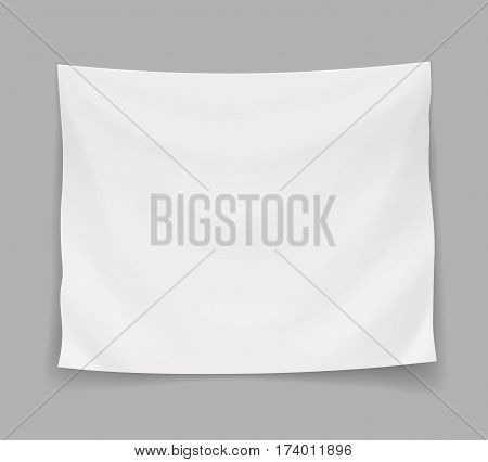 White blank banner or hanging empty flag, realistic vector isolated illustration