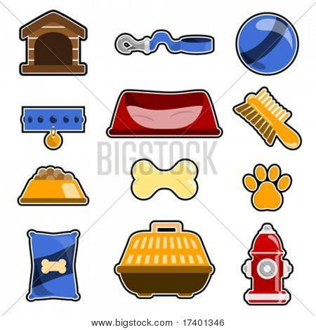 conjunto de ícones de objeto do cão