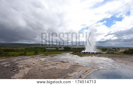 Geysir on the Golden Circle route in Iceland