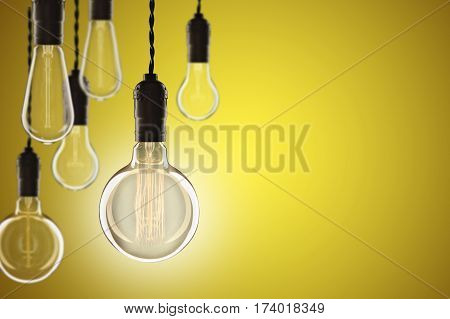 Idea And Leadership Concept Vintage Incandescent Edison Bulbs On