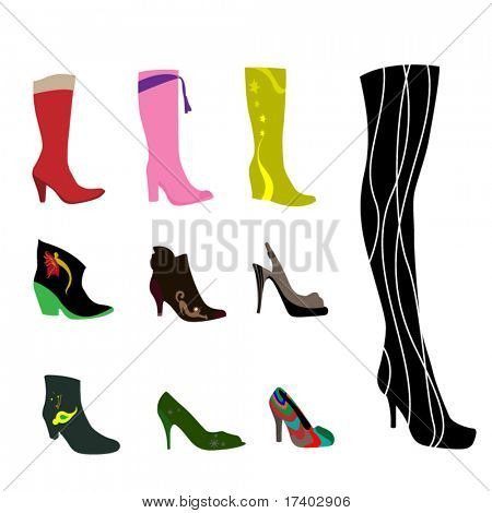 conjunto de sapatos silhueta