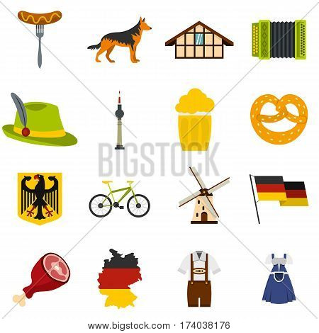 Germany set icons in flat style isolated on white background