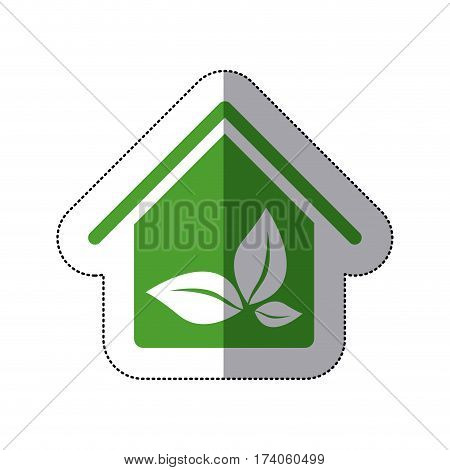 color house with leaves inside icon, vector illustraction design image