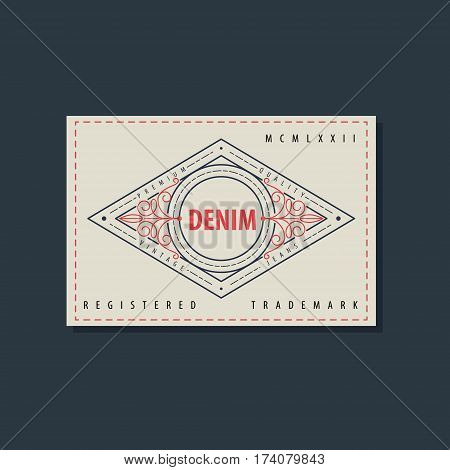 vintage original blue jeans raw denim labels genuine exclusive brands vector illustration