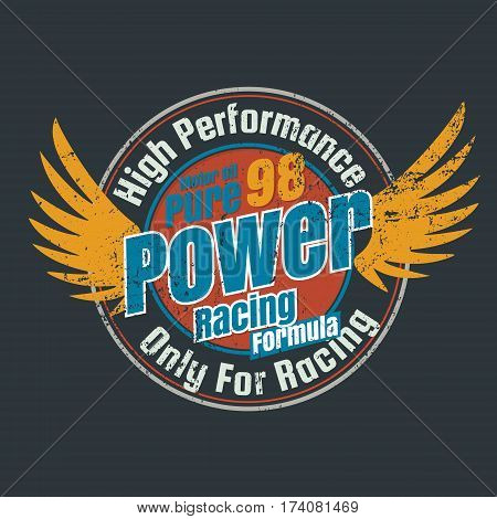 pure power racing graphic for t-shirttee graphic apparel design poster label sticker