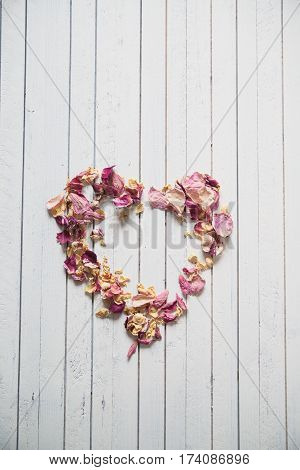 heart from the petals for Valentine's day