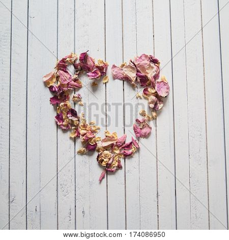 heart from the petals for Valentine's day