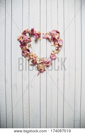heart from the petals for Valentine's day