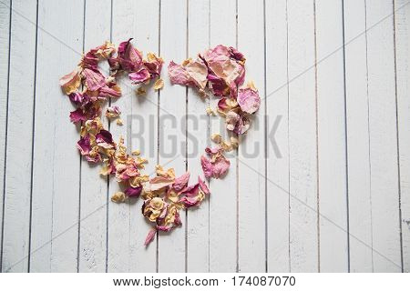 heart from the petals for Valentine's day