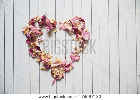 heart from the petals for Valentine's day