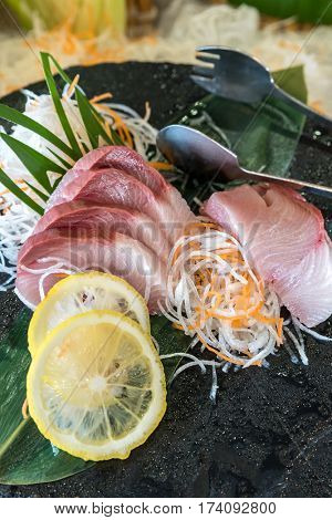 hamachi sashimi Japanese gourmet cuisine 