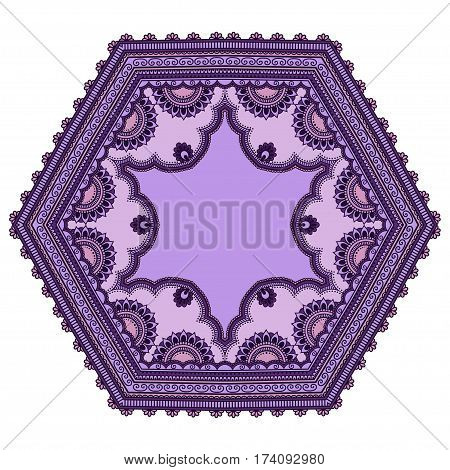 Colored decoration in mandala form. Mehndi style. Decorative pattern in oriental style. Eastern ethnic pattern.