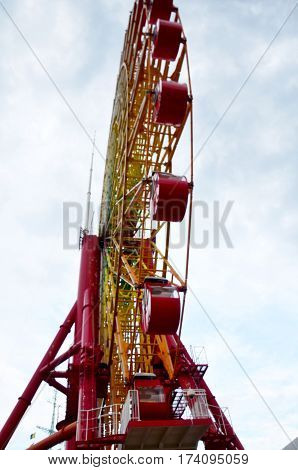 Big Red Ferris Wheels Forl People Play At Kobe Harborland