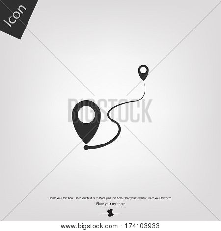 Location vector icon, gray background. Vector illustration.