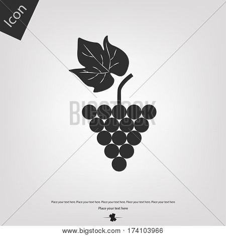 Grapes vector icon, gray background. Vector illustration.