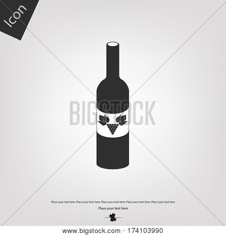 Wine bottle vector icon, gray background. Vector illustration.