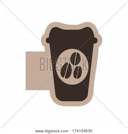 color emblem with silhouette glass disposable for hot drinks with lid vector illustration