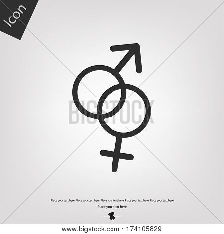 Male and female icon, gray background. Vector illustration.
