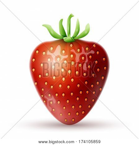 Red Strawberry icon, isolated background. Natural food internet concept. Trendy eco vector symbol for website design, web button, mobile app. Logo illustration