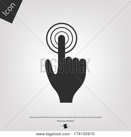 Hand touch icon, gray background. Vector illustration.