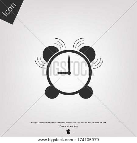 Retro clock icon, gray background. Vector illustration.