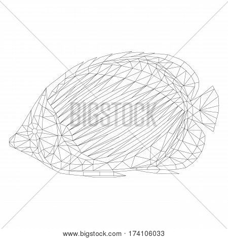 mosaic tropical fish for coloring and design. isolated on white background. vector illustration.