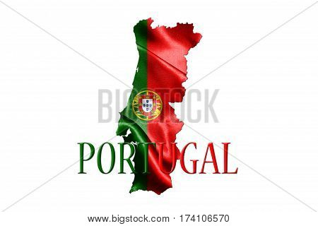 Portugal National Flag With Map Of Portugal On It 3D Illustration